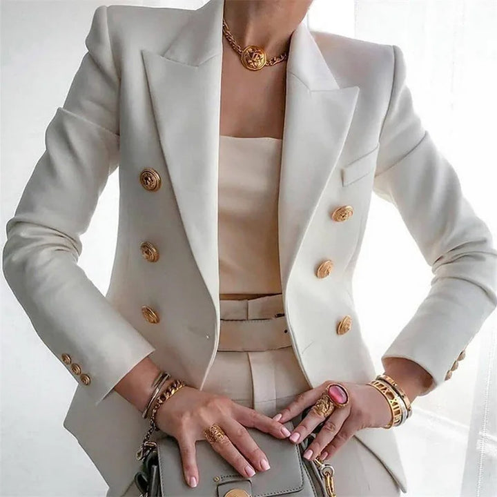 Christina | Women's Single Breasted Luxury Blazer  - Size:XS;Color:White