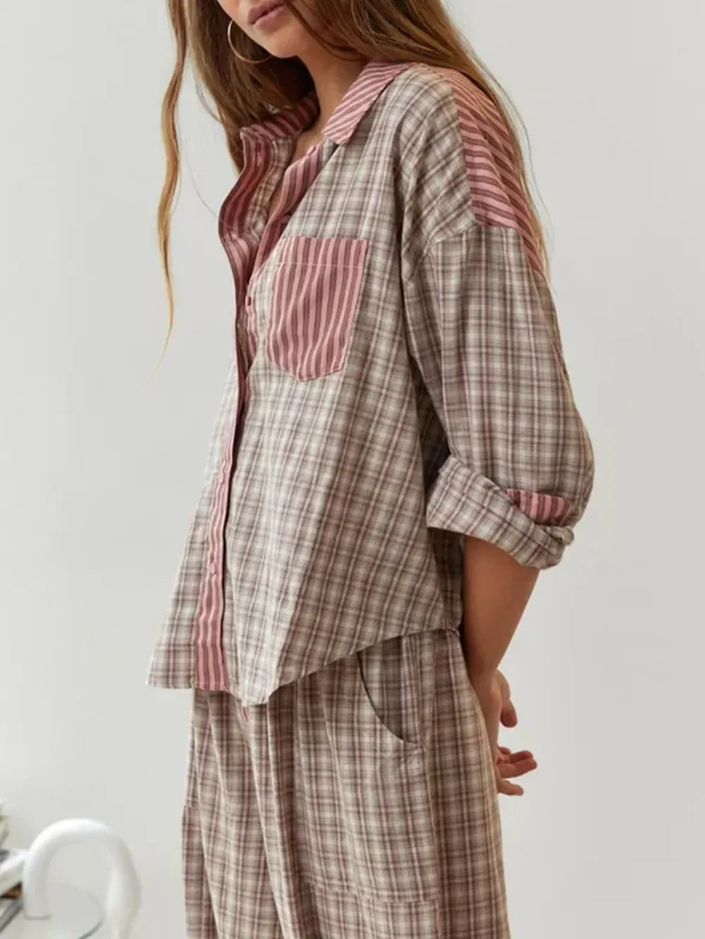 Ciaran | Women's Pajama Lounge Set - Color:Brown;Size:XS