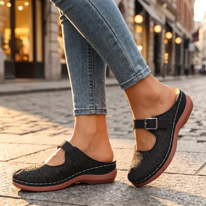 Clara Buckle Orthopedic Sandals - Color:Black;Size:36