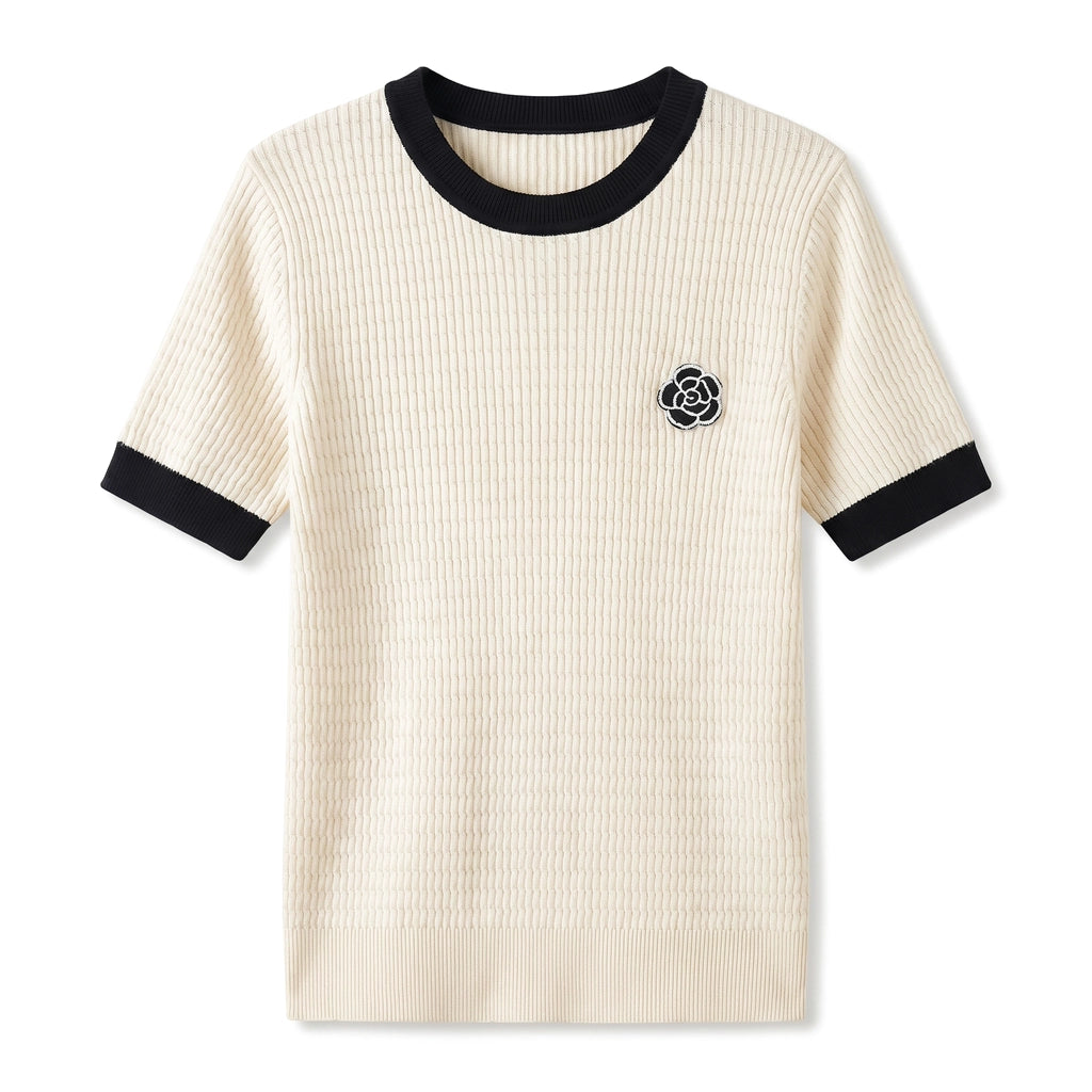 Clara Knit Tee - Color:White;Size:XS