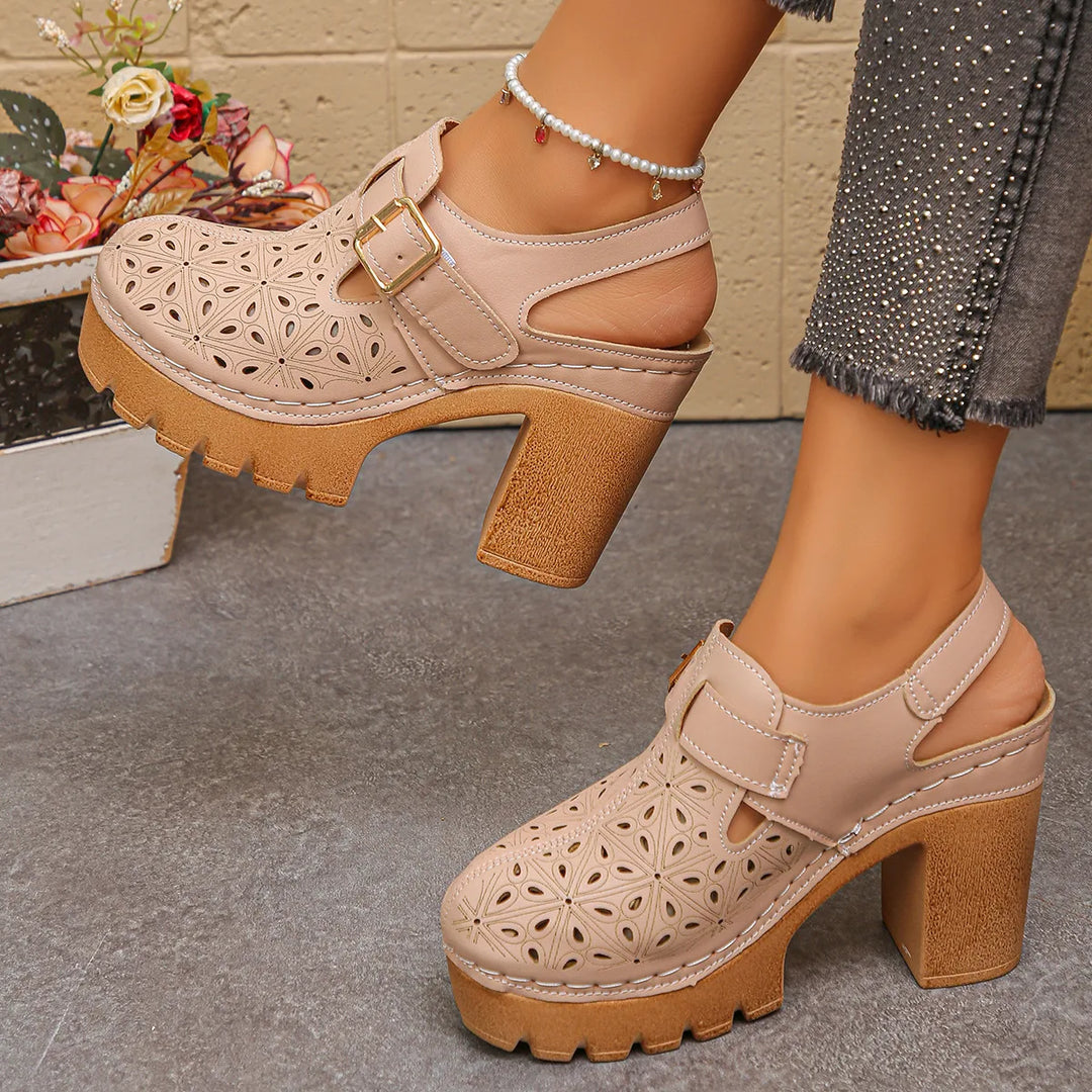 Clara | Women's Orthopedic Platform Clogs - Color:Khaki;Size:35