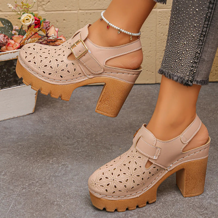 Clara | Women's Orthopedic Platform Clogs - Color:Khaki;Size:35