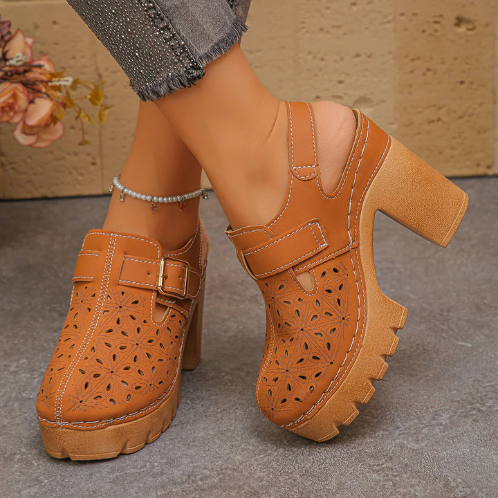 Clara | Women's Orthopedic Platform Clogs - Color:Orange;Size:35