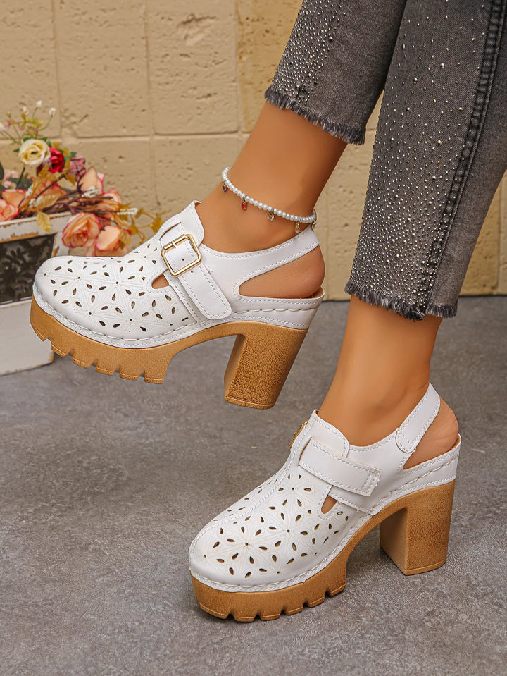 Clara | Women's Orthopedic Platform Clogs - White