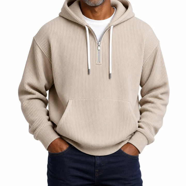 Clayborne Ribbed Hoodie - Color:Beige;Size:XS