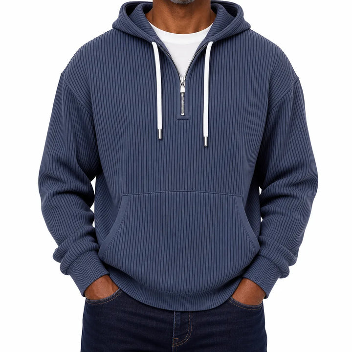 Clayborne Ribbed Hoodie - Color:Blue;Size:XS