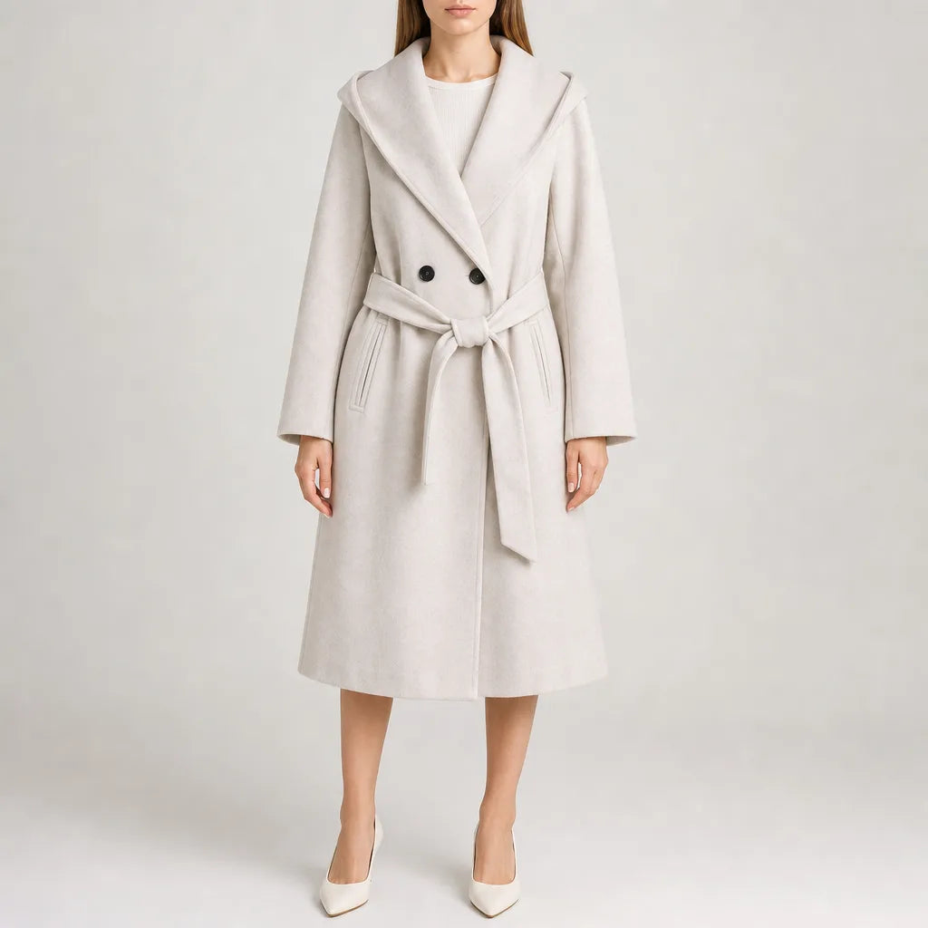 Clementine Long Trench Coat - Color:Beige;Size:XXS