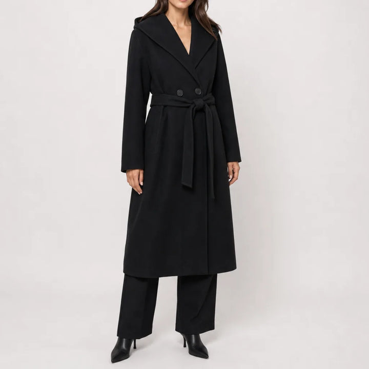 Clementine Long Trench Coat - Color:Black;Size:XXS