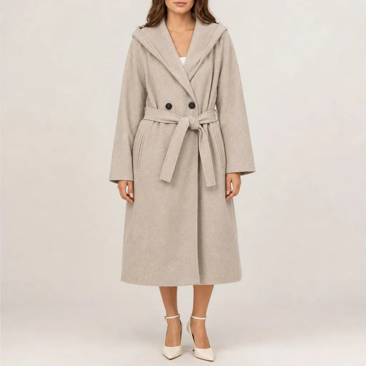 Clementine Long Trench Coat - Color:Khaki;Size:XXS