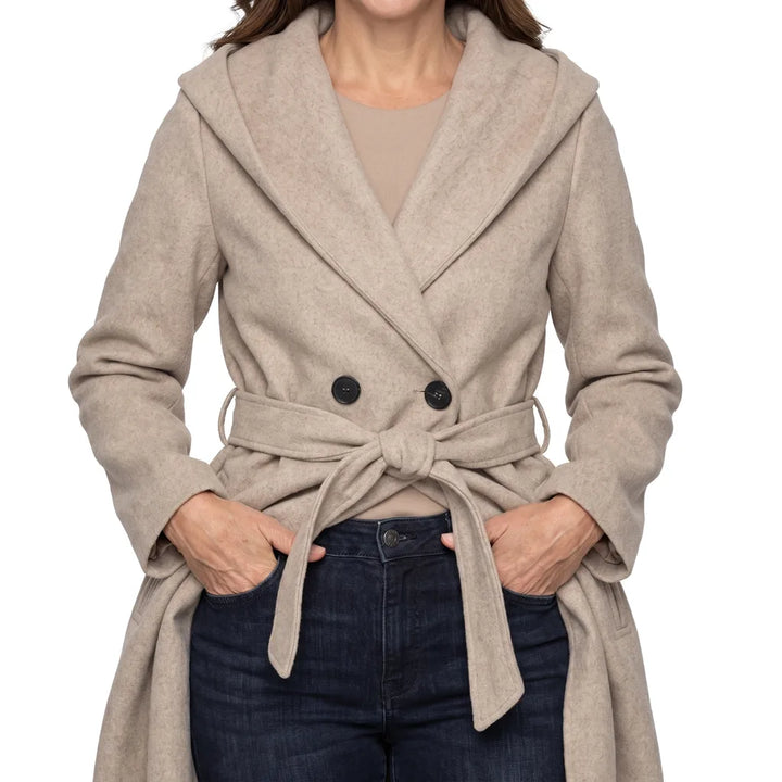 Clementine | Women's Oversized Long Trench Coat - Color:Beige;Size:XXS