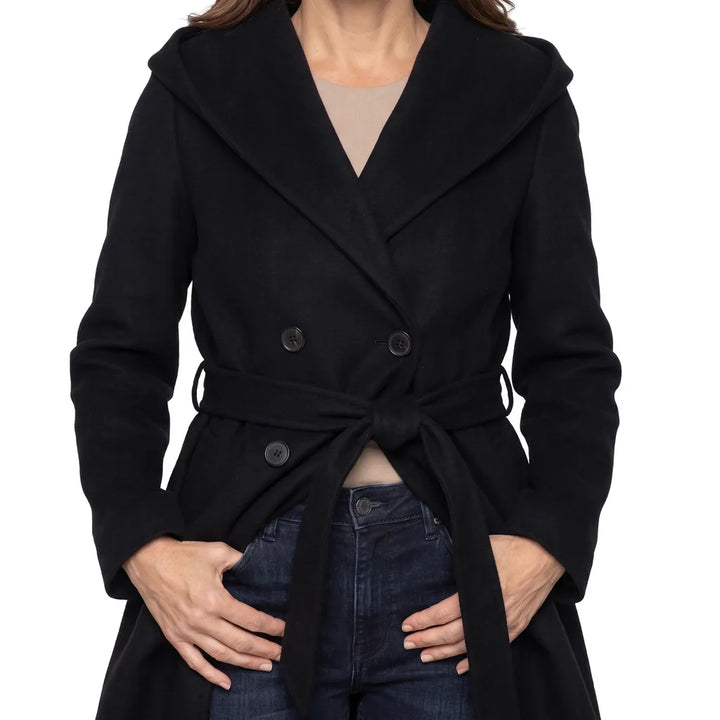 Clementine | Women's Oversized Long Trench Coat - Color:Black;Size:XXS