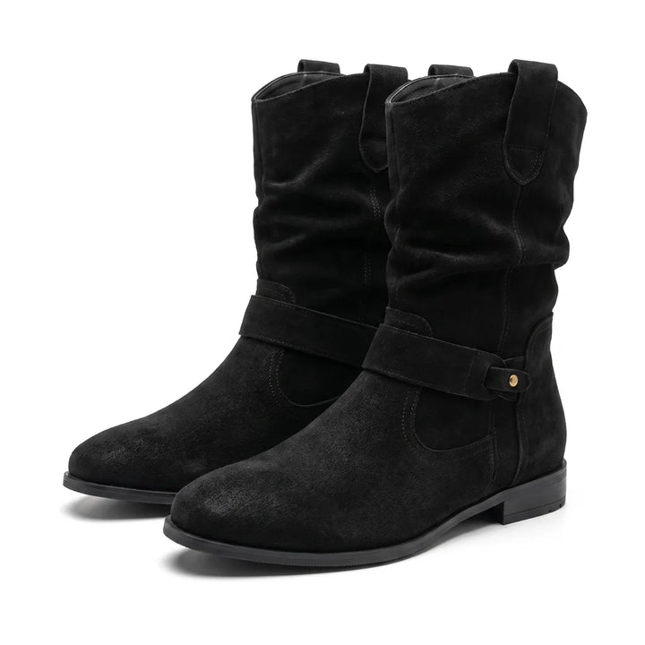 Cléo Ruched Pull-On Cowboy Boots  - Color:Black;Size:35