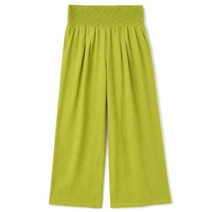Colette Cotton Wide-Leg Pants - Color:Green;Size:XS