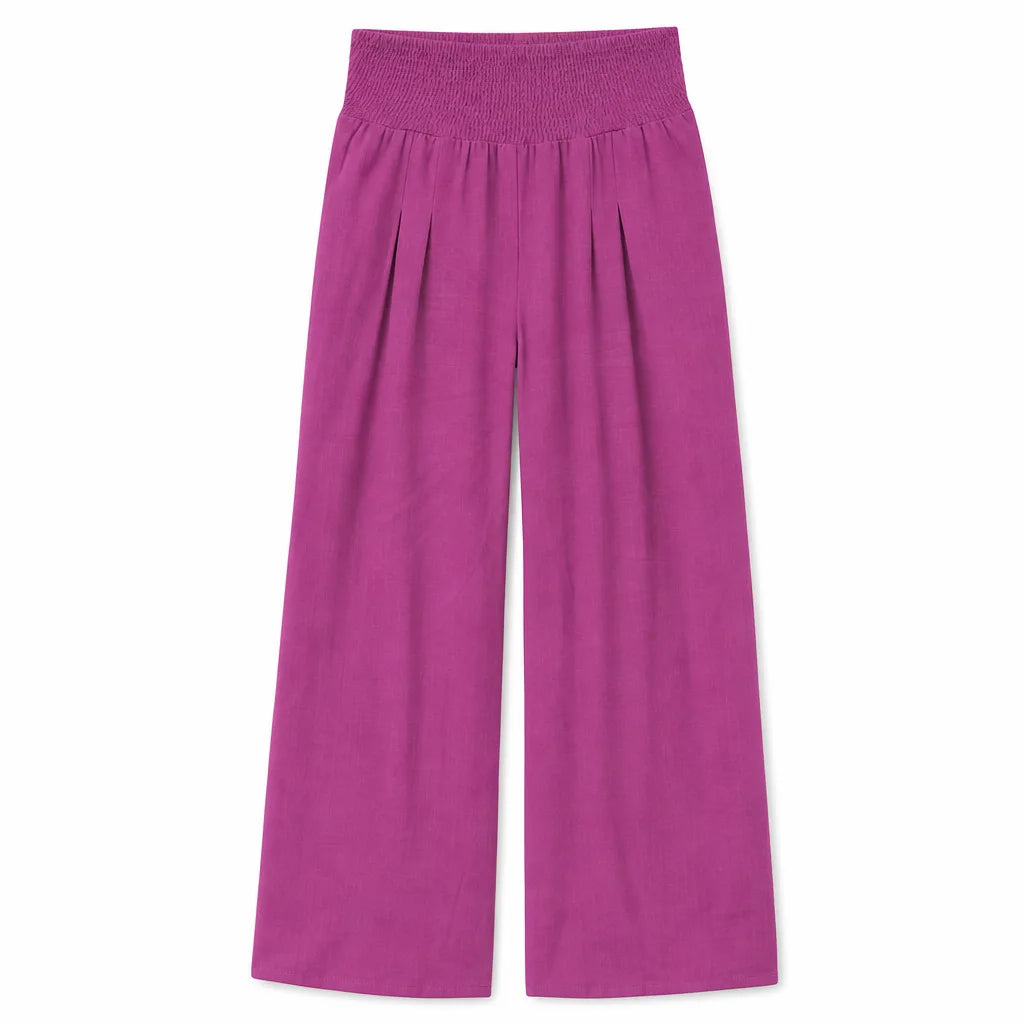 Colette Cotton Wide-Leg Pants - Color:Purple;Size:XS