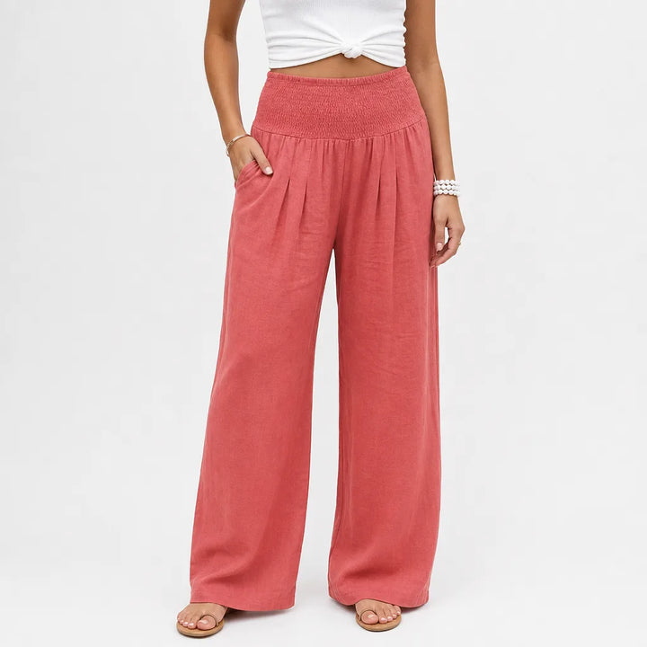 Women's Rose Red Macallan Cotton Wide-Leg Pants