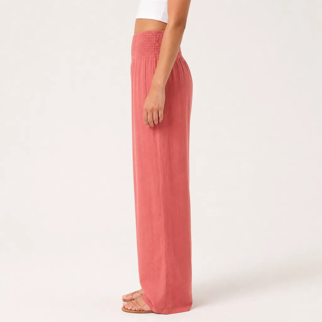Women's Rose Red Macallan Cotton Wide-Leg Pants