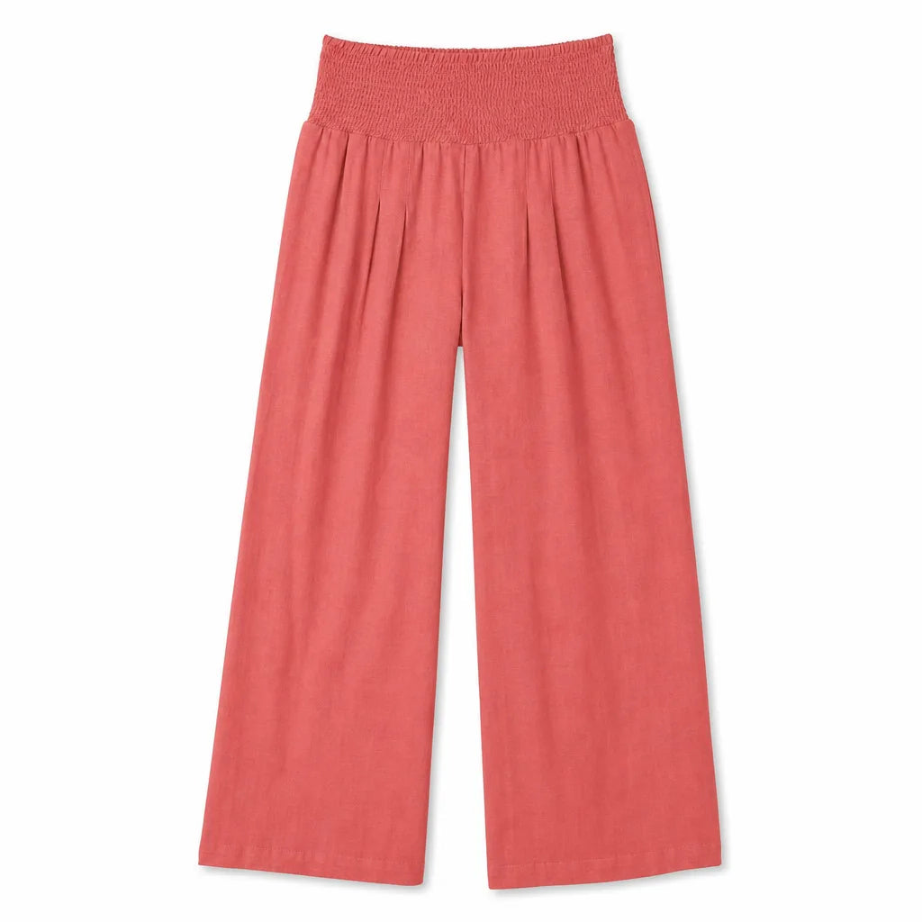 Colette Cotton Wide-Leg Pants - Color:Rose Red;Size:XS