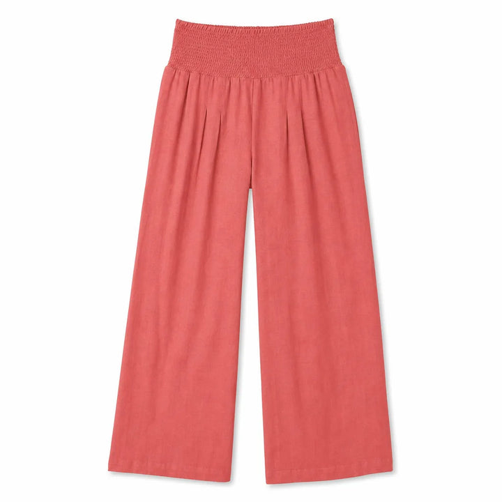 Colette Cotton Wide-Leg Pants - Color:Rose Red;Size:XS