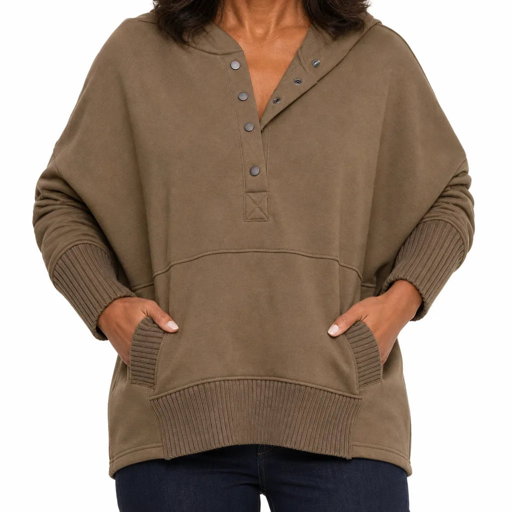 Colette Oversized Pullover - Color:Brown;Size:XS