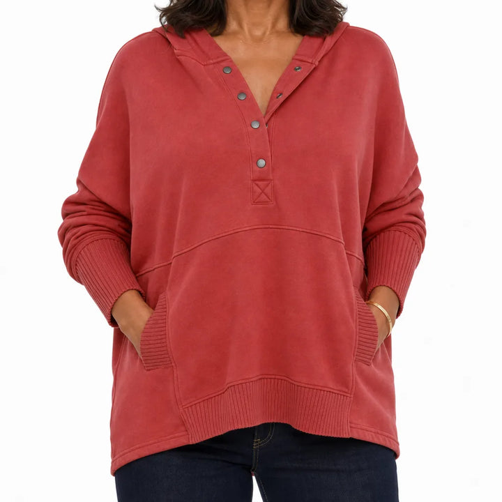 Colette Oversized Pullover - Color:Red;Size:XS