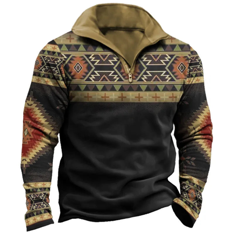 Colt | Men's Western Quarter-Zip Sweater   - Size:XXS;Color:Black & Tan
