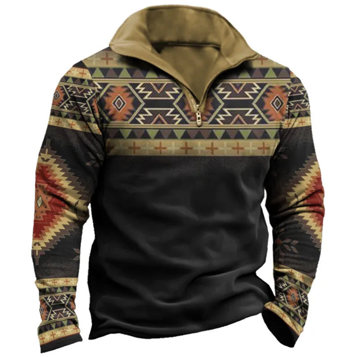 Colt | Men's Western Quarter-Zip Sweater   - Size:XXS;Color:Black & Tan
