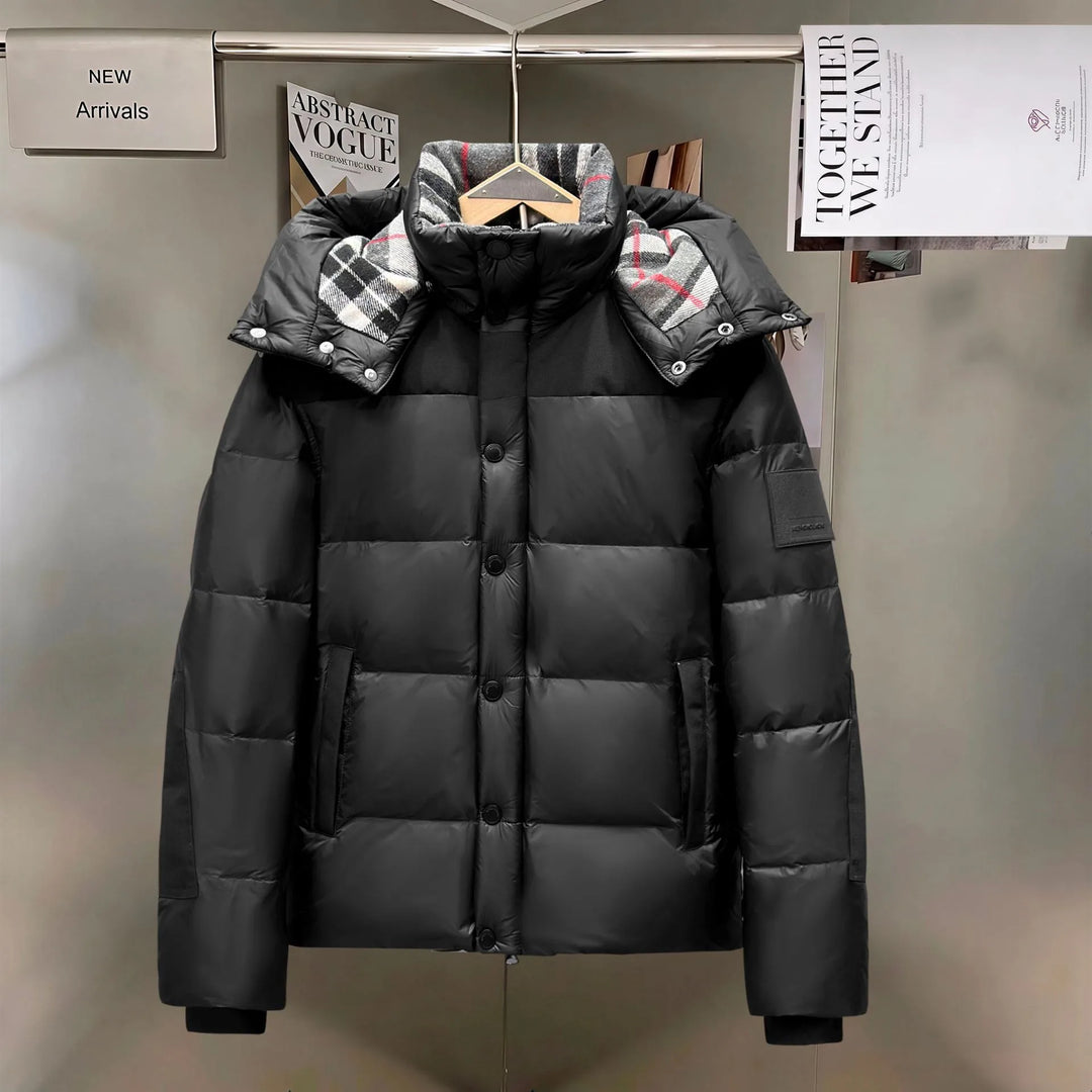 Compton | Men's Hooded Puffer Winter Jacket - Color:Black;Size:XS
