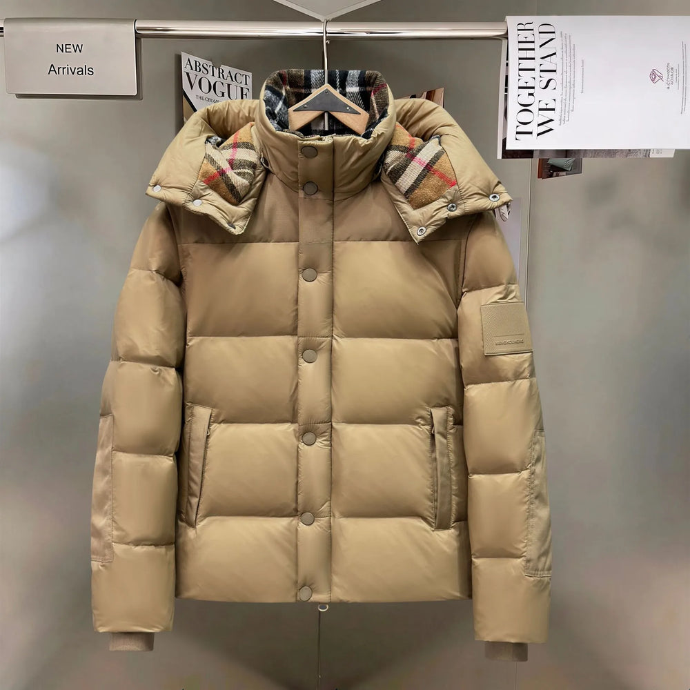 Compton | Men's Hooded Puffer Winter Jacket - Color:Khaki;Size:XS
