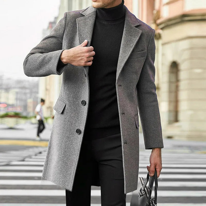 Conrad | Men's Tailored Trench Overcoat - dubbel check gewicht - Color:Gray;Size:S