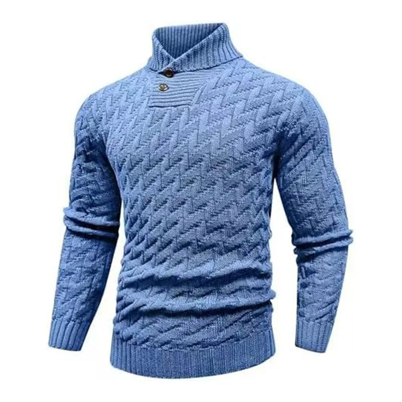 Conrad | Men's Textured Trutle Neck Sweater - Size:XS;Color:Haze Blue