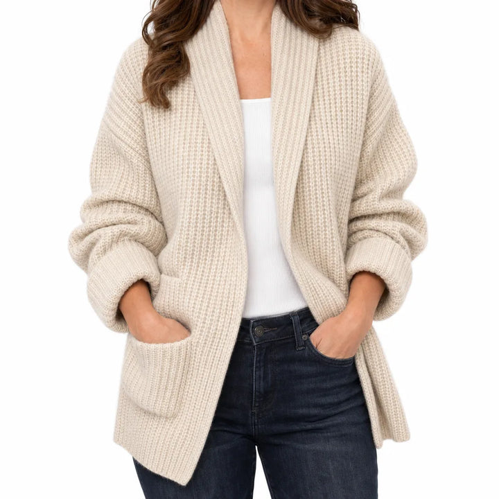 Constance | Women's Fall Cardigan for Warmth - Color:Beige;Size:XS
