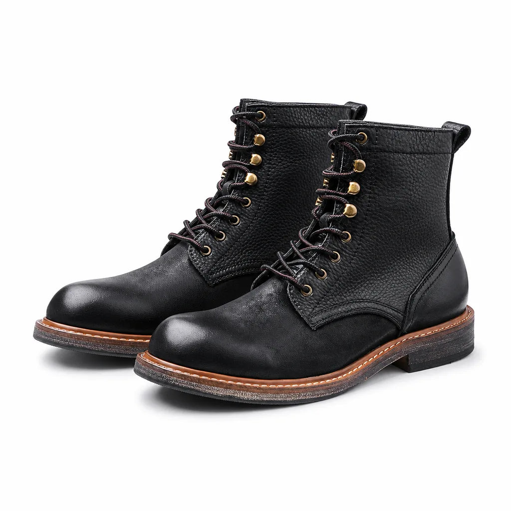 Cooke Cowhide Boots - Color:Black;Size:38