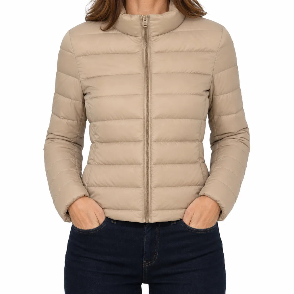 Cora | Quilted Jacket - Color:Beige;Size:S