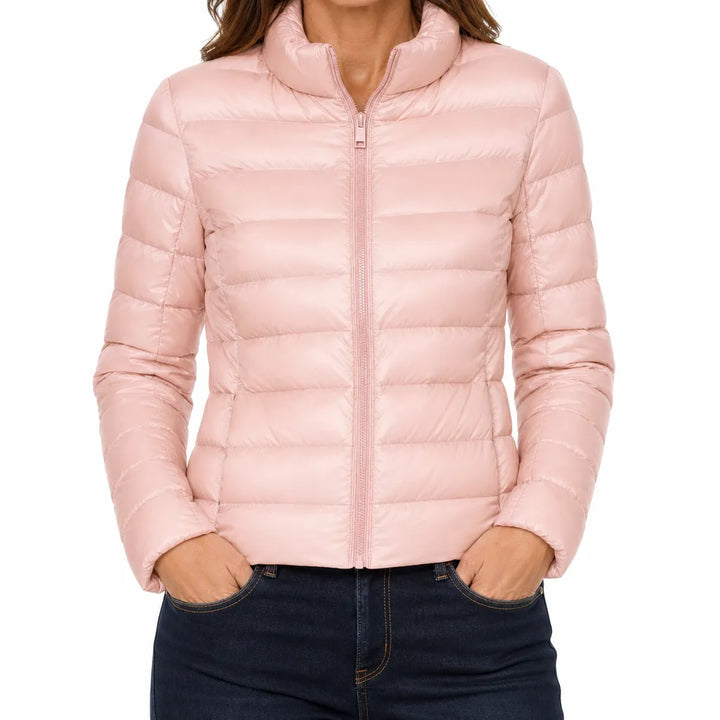 Cora | Quilted Jacket - Color:Peach Pink;Size:S