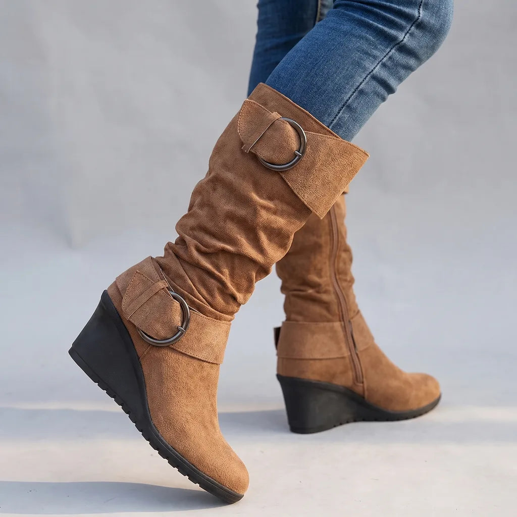 Cora | Women's Orthopedic Buckle Boots  - Color:Brown;Size:36