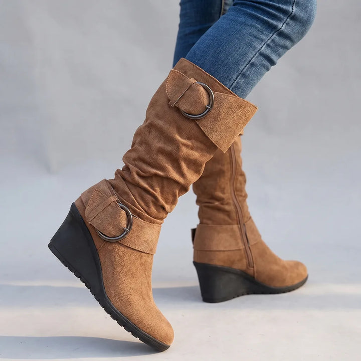 Cora | Women's Orthopedic Buckle Boots  - Color:Brown;Size:36