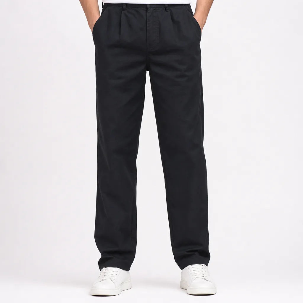 Corbin | Men's Fall Cotton Straight leg Chino Pants  - Color:Black;Size:S