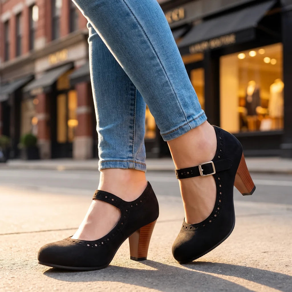 Cordelia | Womens Mary Jane Heel Shoes - Color:Black;Size:35