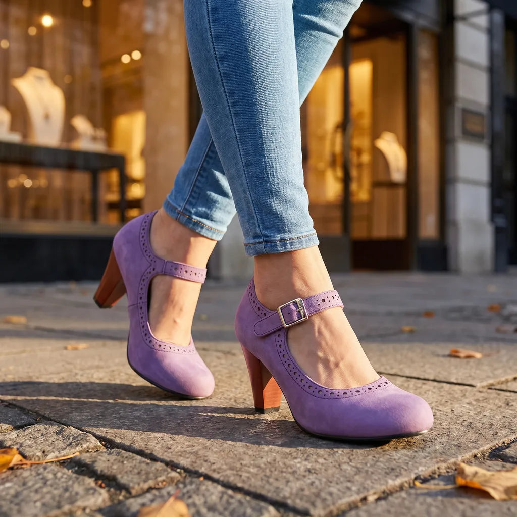 Cordelia | Womens Mary Jane Heel Shoes - Color:Purple;Size:35