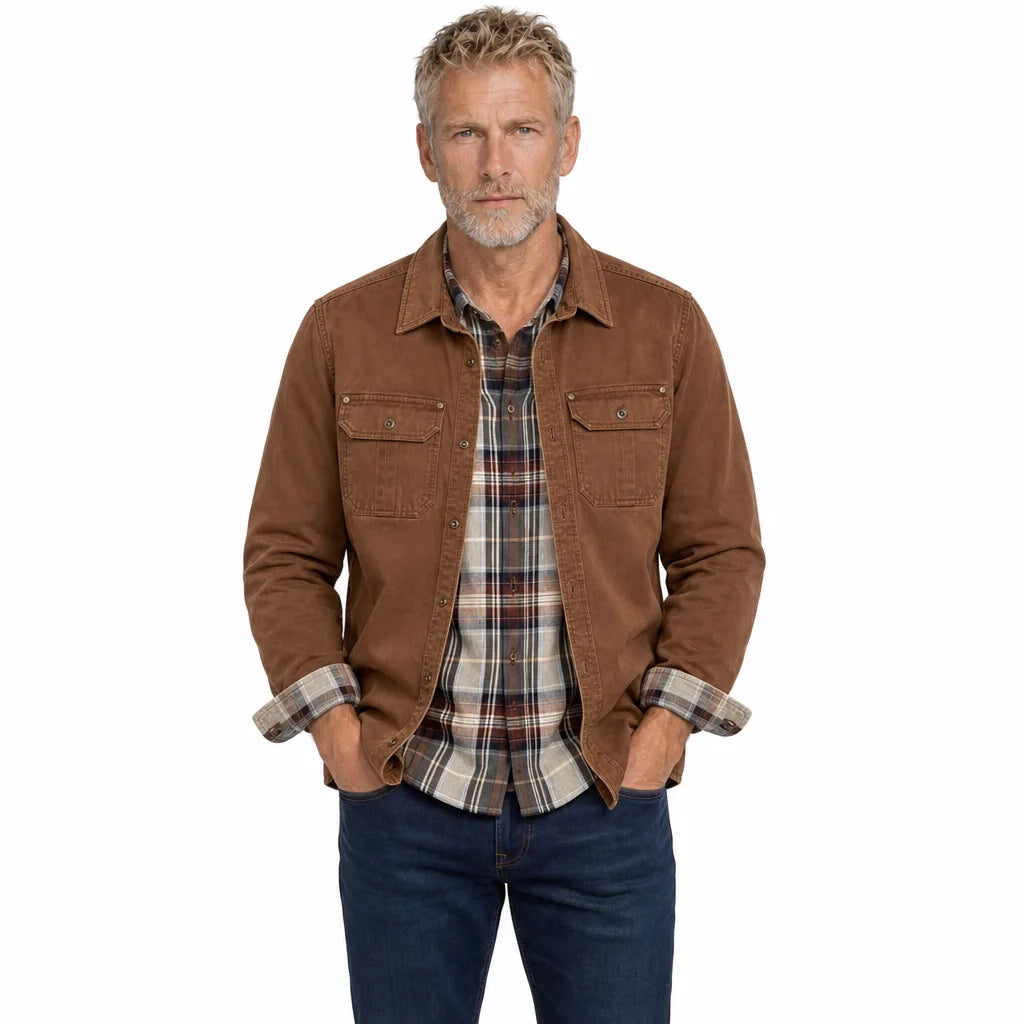 Men's Brown Moody Cotton Moto Jacket
