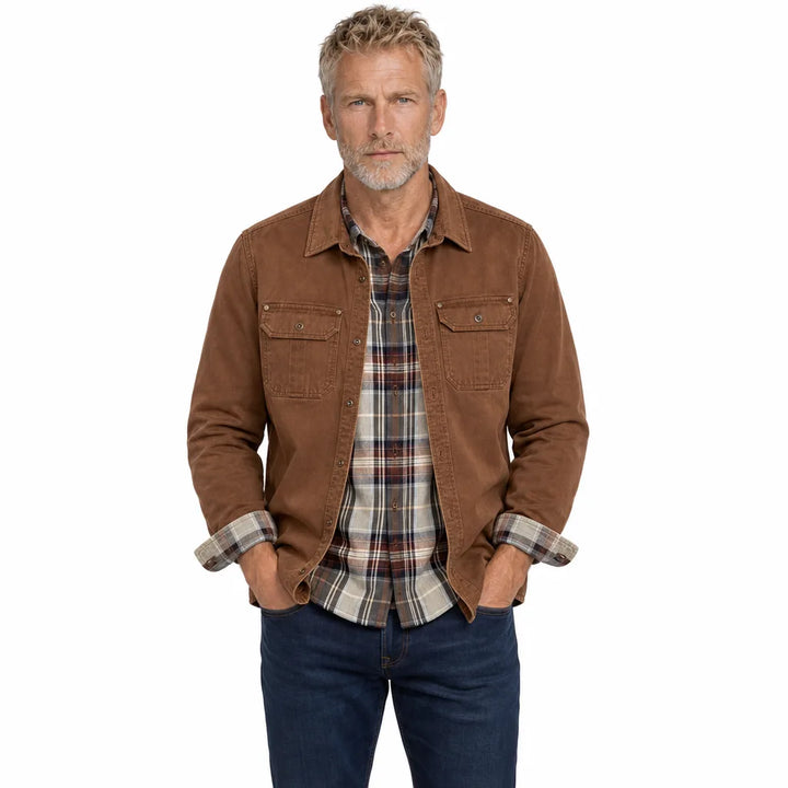 Men's Brown Moody Cotton Moto Jacket