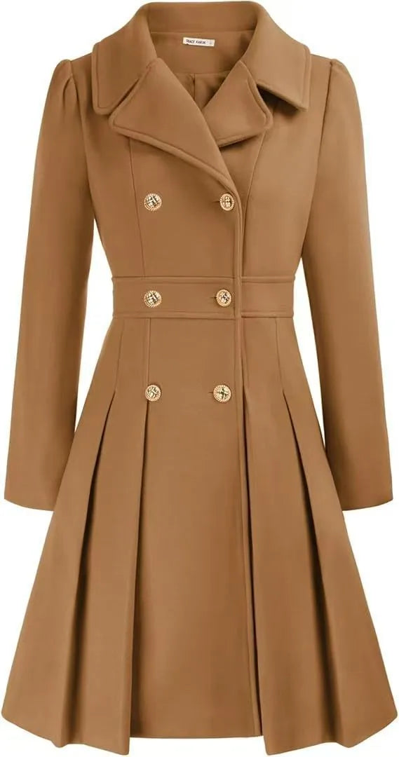 Cory | Women's Classy Long Sleeve Coat  - Brown