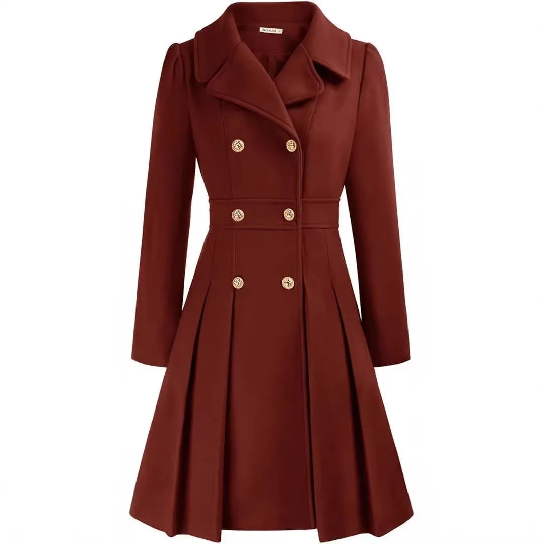 Cory | Women's Classy Long Sleeve Coat  - Burgundy
