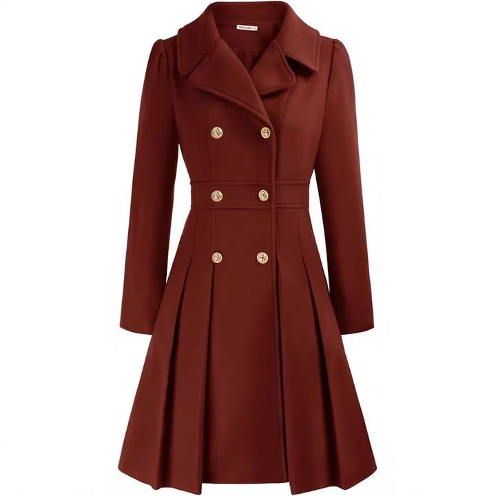 Cory | Women's Classy Long Sleeve Coat  - Burgundy