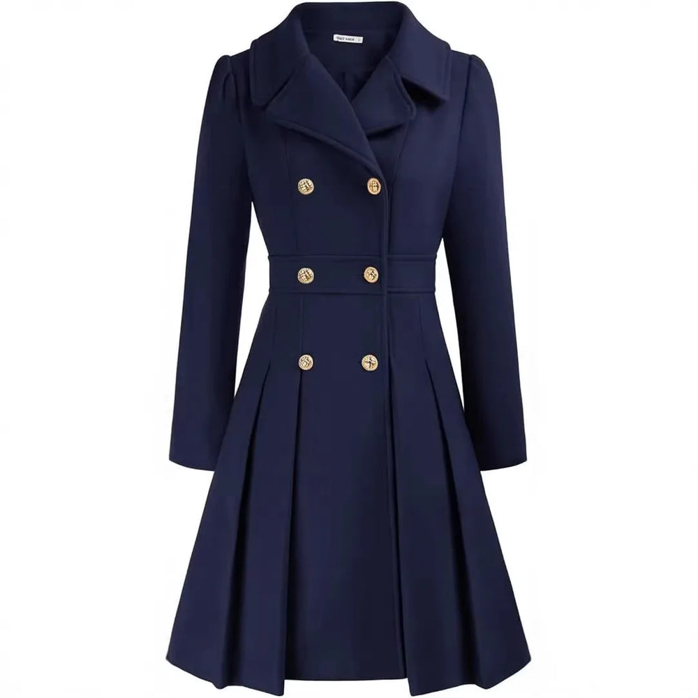 Cory | Women's Classy Long Sleeve Coat  - Navy