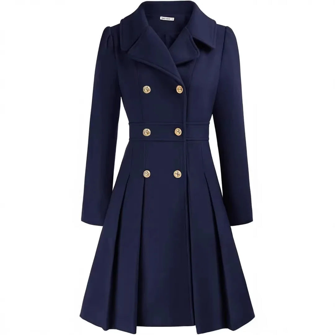 Cory | Women's Classy Long Sleeve Coat  - Navy
