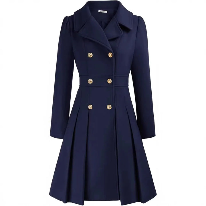 Cory | Women's Classy Long Sleeve Coat  - Navy