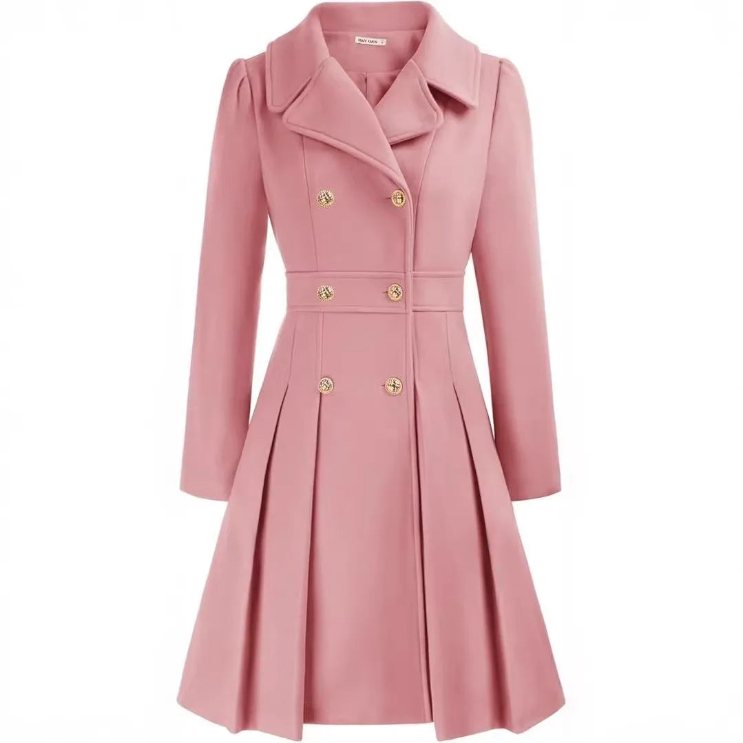 Cory | Women's Classy Long Sleeve Coat  - Pink