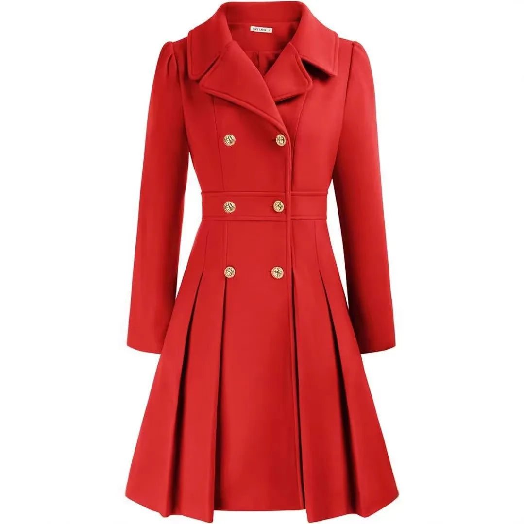 Cory | Women's Classy Long Sleeve Coat  - Red