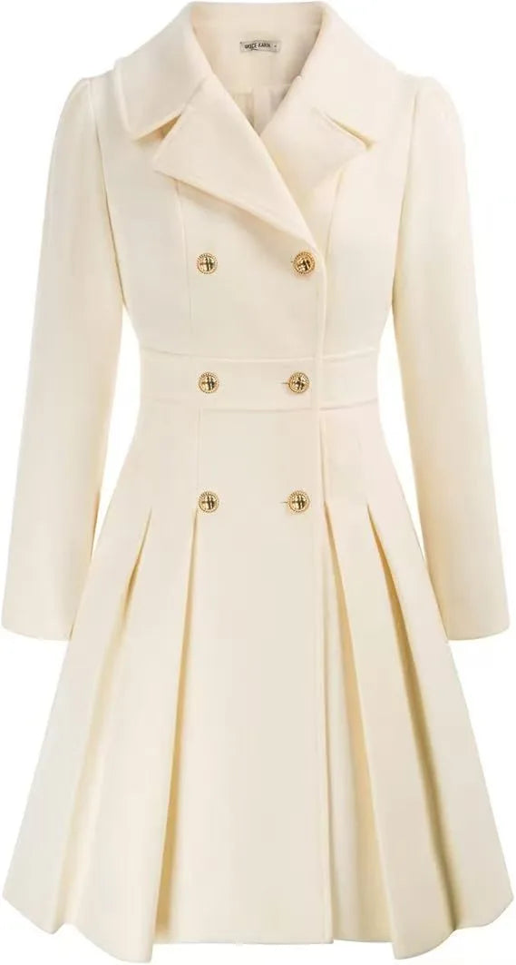 Cory | Women's Classy Long Sleeve Coat  - White